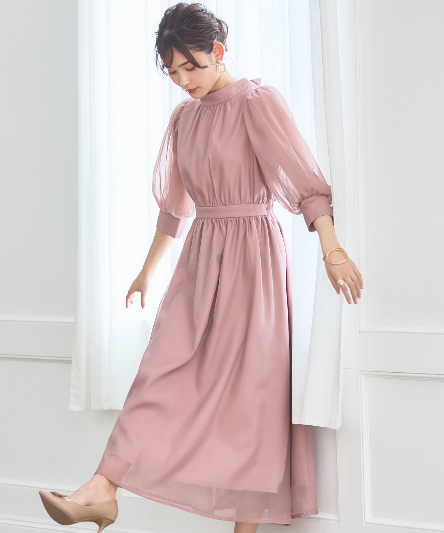 ドレスプラス　ワンピース　オーガンジー　結婚式　フォーマル　ブラック　フレア　M DRESS+ ワンピース オーガンジー 結婚式 フォーマル パーティー