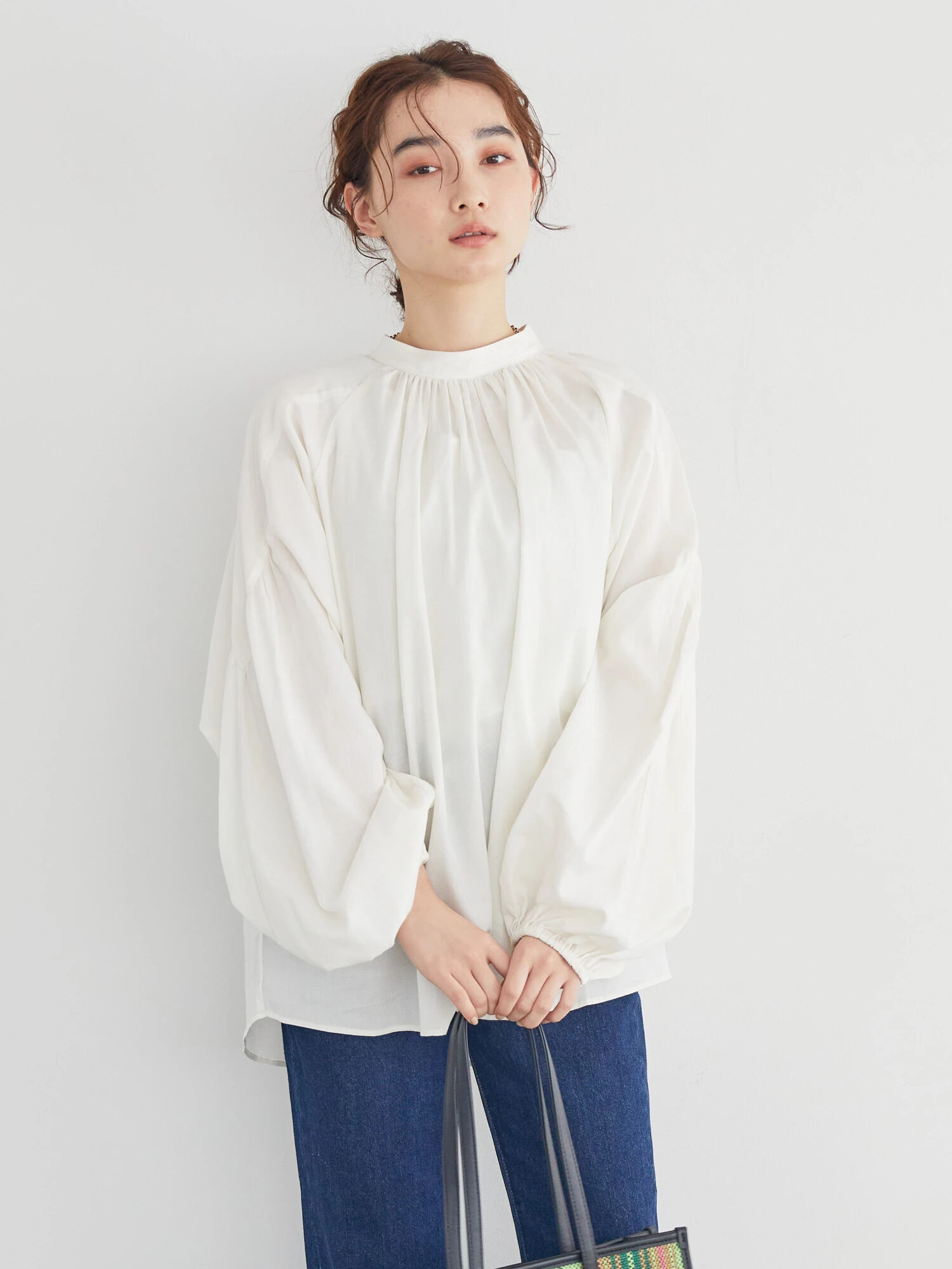 2wayスタンドカラーギャザーブラウス セール 62%OFF】アメリカンホリック AMERICAN HOLIC 2Way