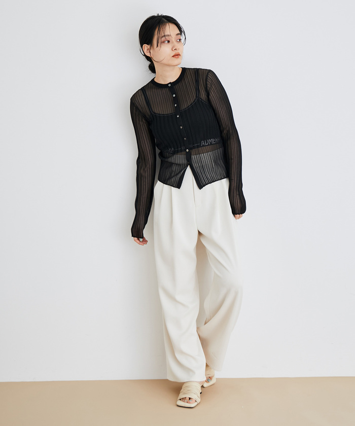 セール 70%OFF】リブシースルーカーディガン(504652416
