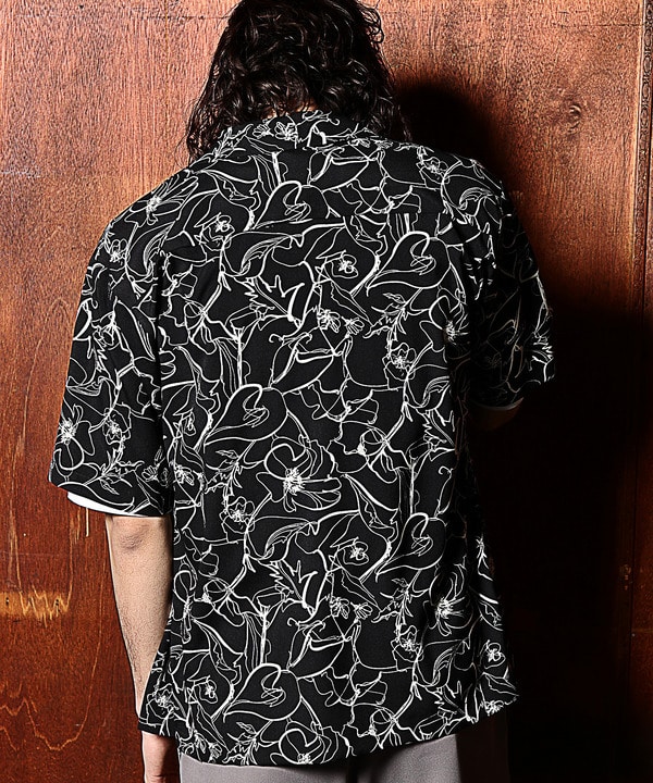 セール 20%OFF】花柄プリントオープンカラー半袖シャツ