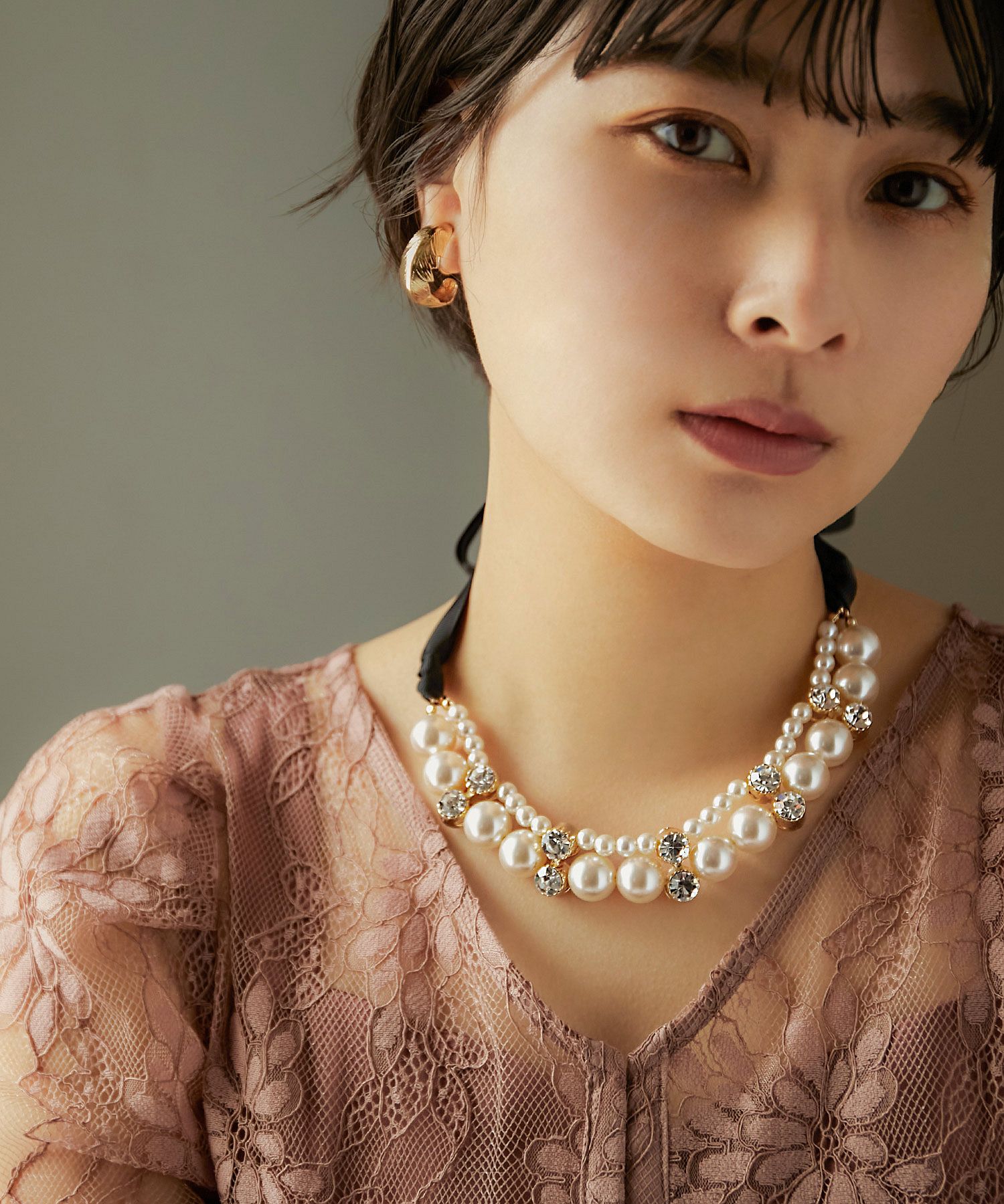 【エレガントなルックに♪】Dior ネックレス リボン パール 女性らしい☆】DIOR パールリボンネックレス