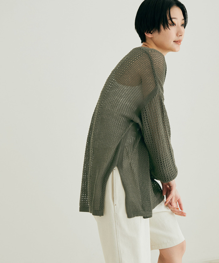 【HELMUT LANG】 透かし編み コットンニットプルオーバー HELMUT LANG】 透かし編み コットンニットプルオーバー