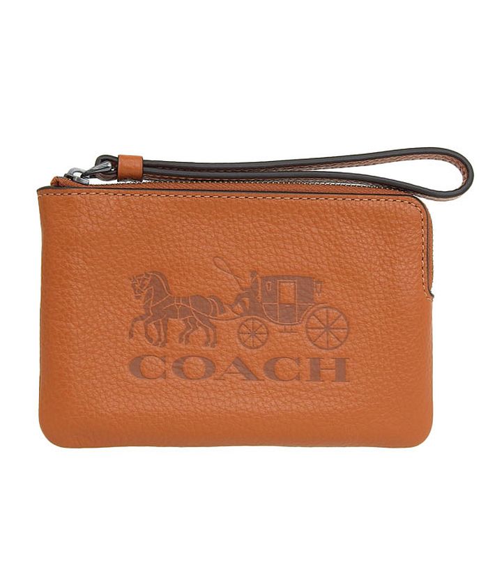 クーポン】Coach コーチ CORNER ZIP WRISTLET WITH HORSE AND CARRIAGE