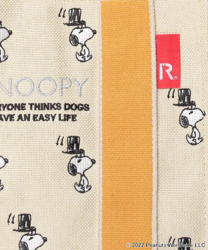 SNOOPY スヌーピー 刺繍 小さめ トートバッグ IP スクエア