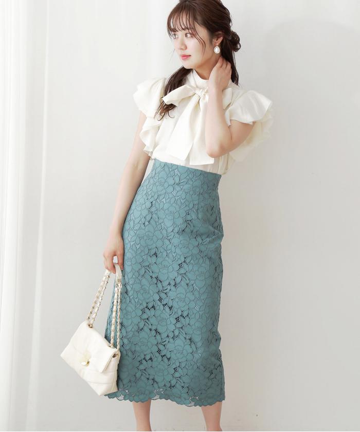 セール】｜美人百花5月号掲載商品｜ビッグフラワーレースロング