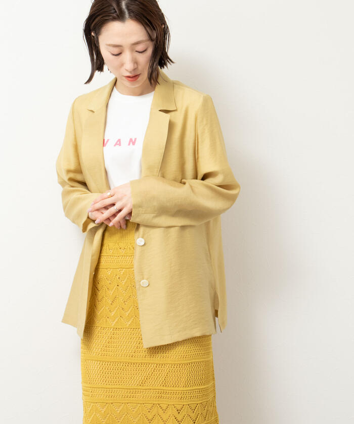 ノーリーズ NOLLEY’S シアー ジャケット 半袖 ブラウン 25SS ウォッシャブルシアーシルクライトジャケット（5-0030-2-05-053