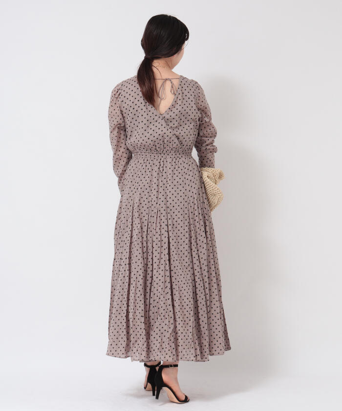 ヌキテパ Dot Print Tuck Sleeve Dress マキシ丈 セール 50%OFF】◇【WEB限定】【ne Quittez pas/ヌキテパ】Dot