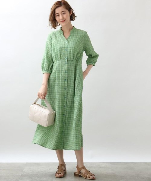 セール サッカーギンガムチェックシャツワンピース グローブ Grove D Fashion