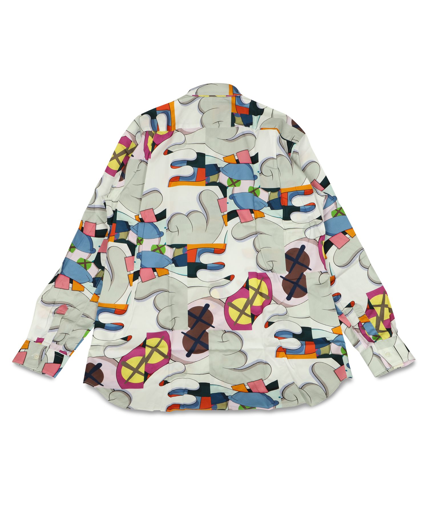 COMME des GARCONS SHIRT コムデギャルソンシャツ 21AW ×KAWS グラフィック総柄長袖シャツ グレー カウズ FH-B027