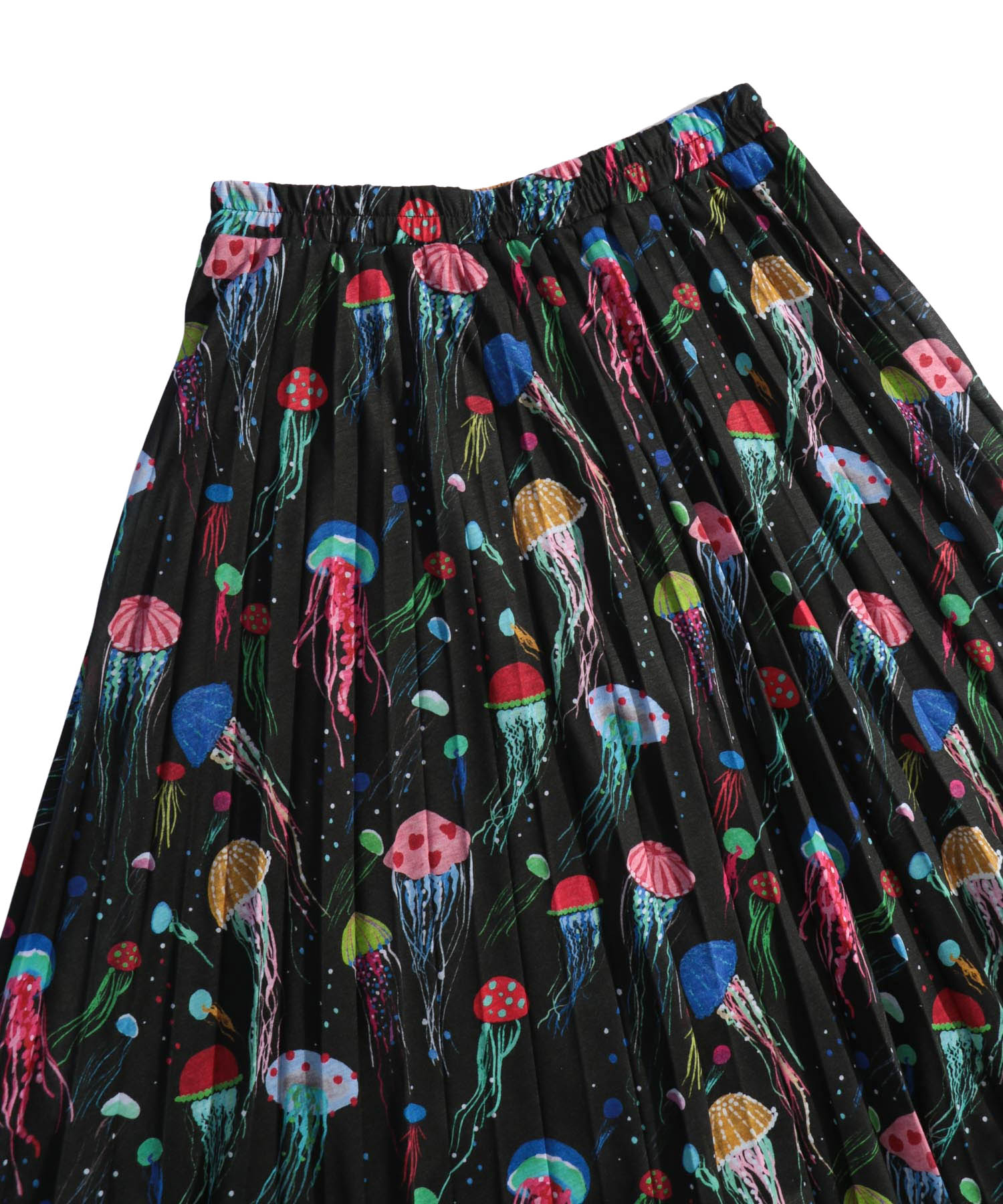 【ScoLar】　スカラー　スカート　ロング丈　総柄　総ゴム　クラゲ　新品未使用 スカラー ScoLar クラゲ柄チュールスカート （ブラック） -靴