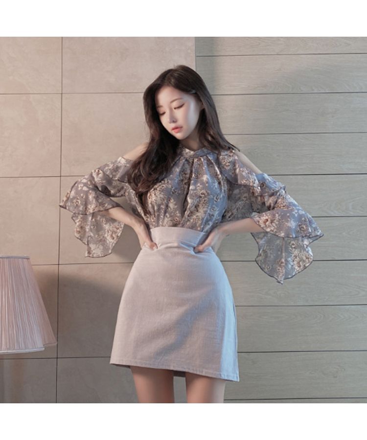 Chloe 花柄シフォン ベアトップ