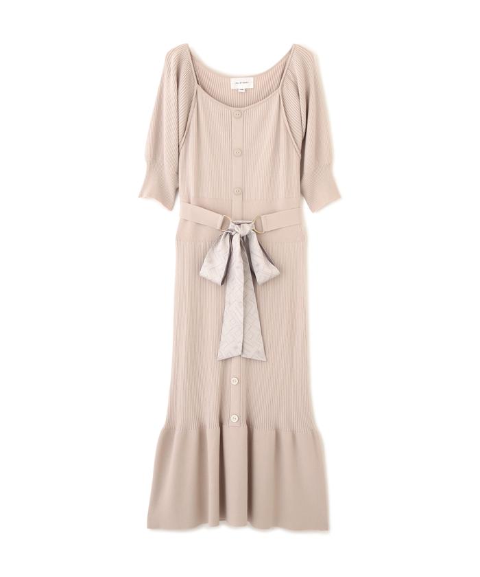 MY957▲JILLSTUART▲ジルスチュアートコクション ワンピース シルク セール】スカーフ付ニットワンピース(504671722) | ジル バイ