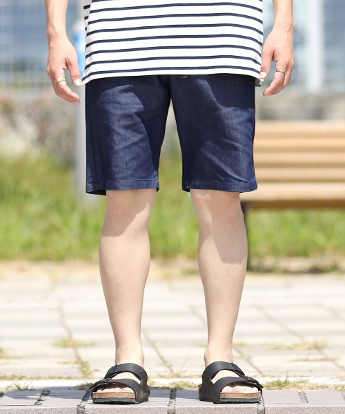 ワンタッチベルト付きライトデニムショーツ ハーフパンツ メンズ ショートパンツ 短パン 膝上 おしゃれ ボトムス ライトデニム ジギーズショップ Jiggys Shop D Fashion