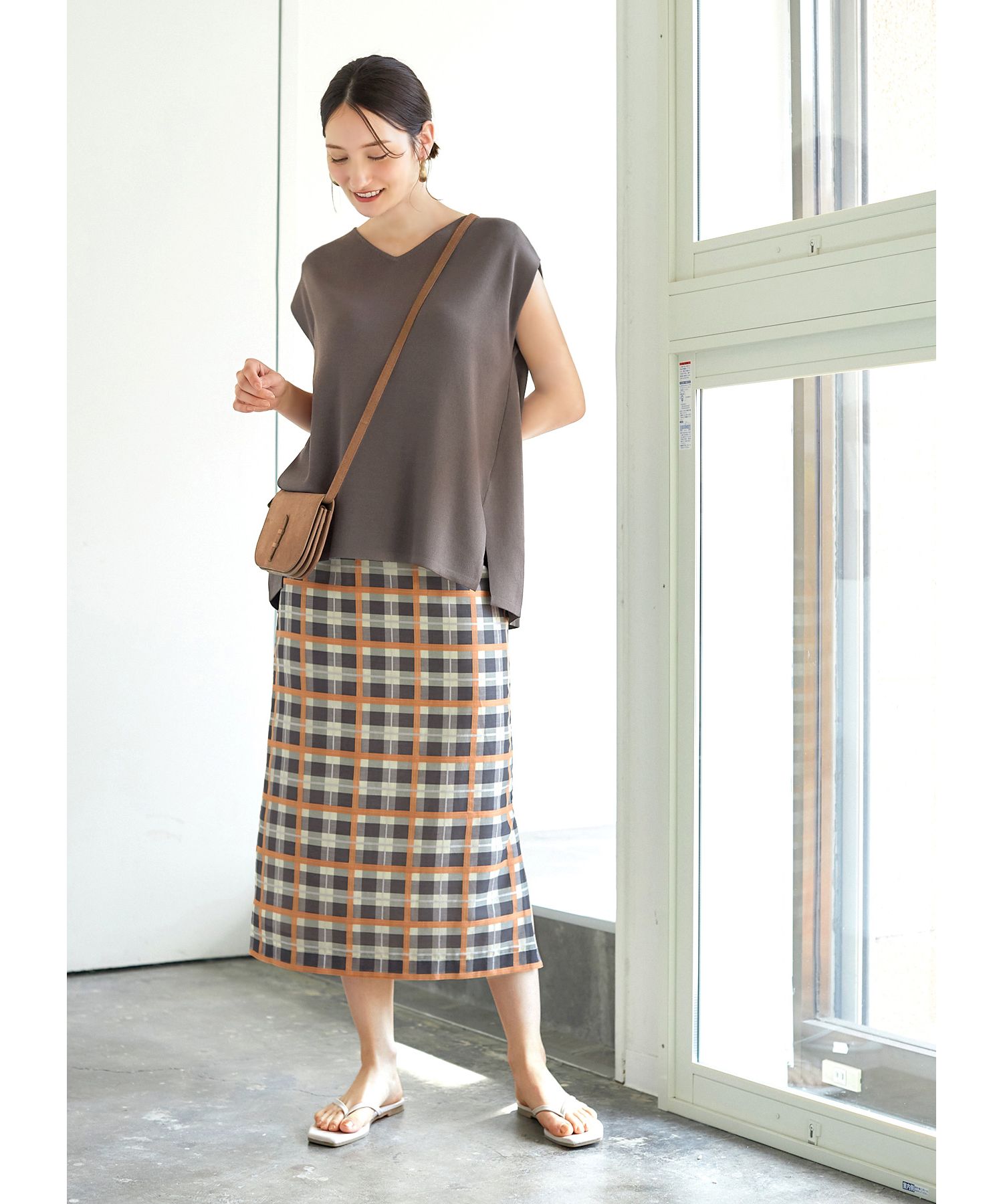 スタイルデリ STYLE DELI ケーブル編み切替スタンドネックニット （オリーブグレー） スタイルデリ STYLE DELI ケーブル編み切替スタンドネックニット