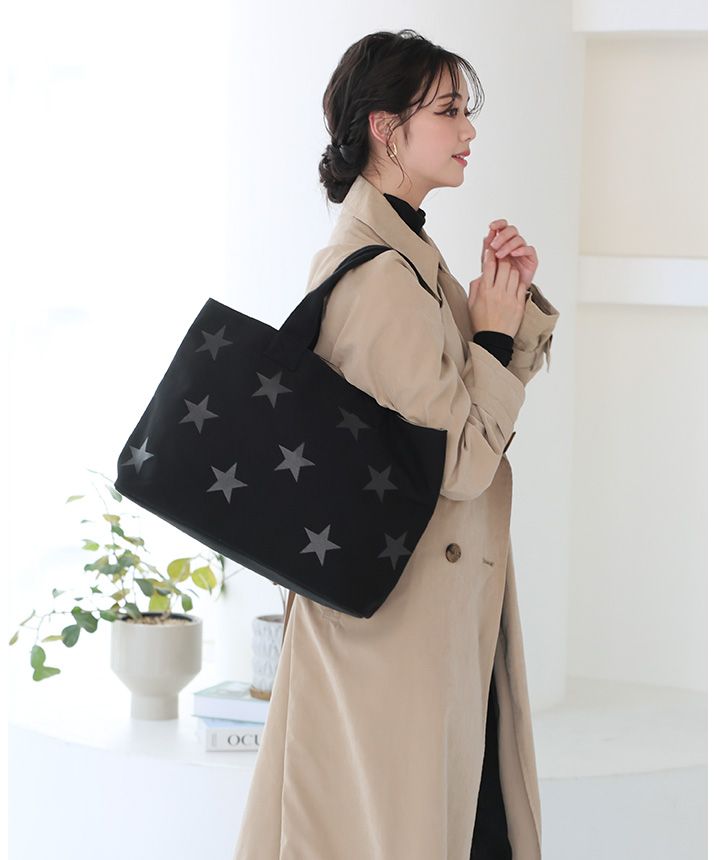 ハッピーキュウビン HAPPY急便 星柄プリントトートバッグ