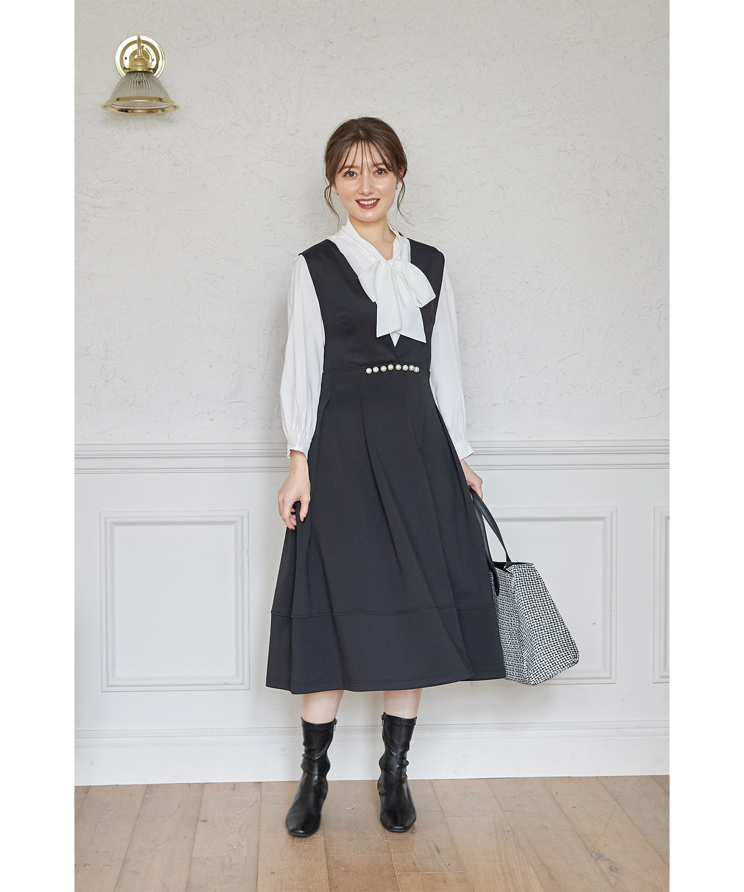 Vin  パールボタンジャンパースカート【タグ付き】 セール】トッコクローゼット tocco closet ポケット付きウエスト