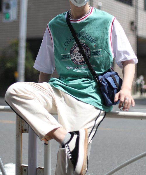 Hook Original アメカジバスケットユニフォーム風ドッキング半袖tee Aimoha アイモハ Aimoha D Fashion Hook Original アメカジバスケットユニフォーム風ドッキング半袖tee Aimoha アイモハ Aimoha D Fashion