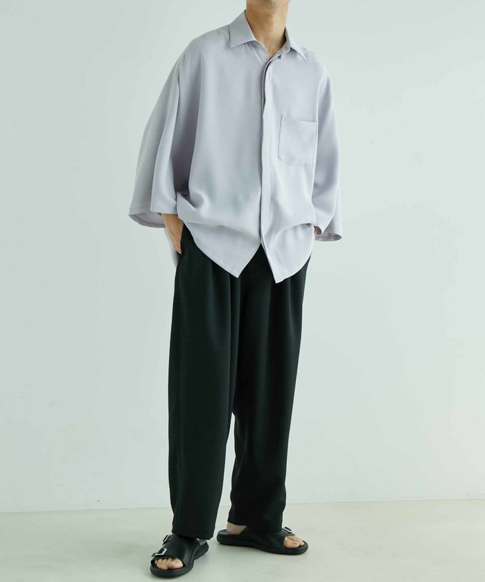 【美品】アダムエロペ 洗える リネン混レギュラーカラー長袖シャツ ゆったり ADAM ET ROPÉ FEMME(アダム エ ロペ ファム) / セルロースリネン