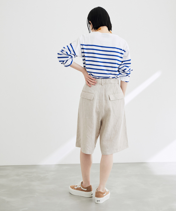 セール】〈SHARE CLOSETシリーズ〉リネンドロストハーフパンツ