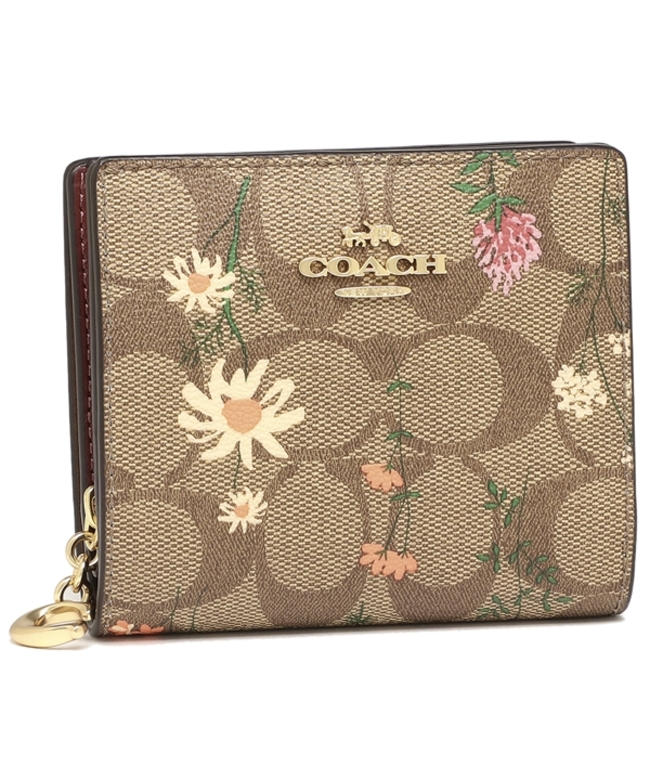 【新品未使用】coach COACH フラワー プリント2つ折りミニ財布