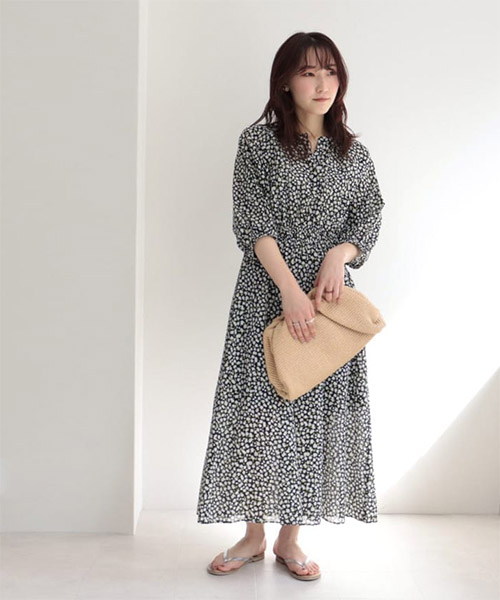 スタイルミキサー STYLEMIXER シャーリングギャザーワンピース