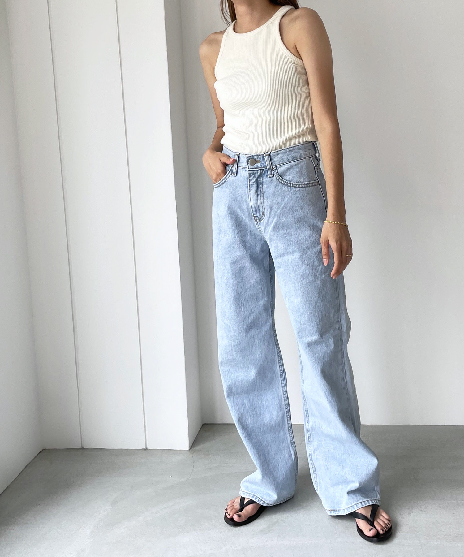 セール 25%OFF】El mar(エルマール)ルーズストレートデニムパンツ
