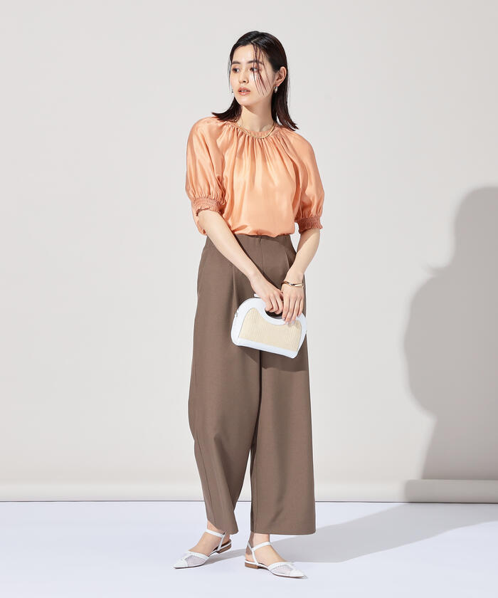 セール 20%OFF】2WAYシアー袖シャーリングブラウス(504668618