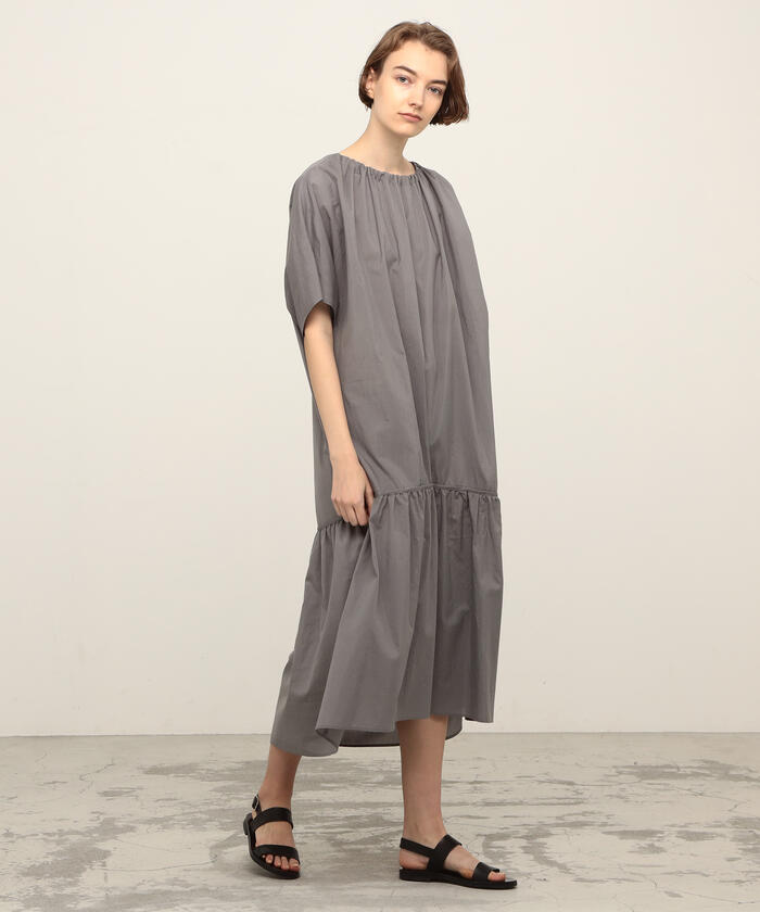 美品 DES PRESコットンシルクタイプライター ティアードギャザーワンピース セール 40%OFF】コットンシルクタイプライター ティアード