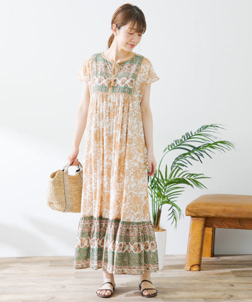 クーポン】【セール 40%OFF】エスニックフラワーコットン