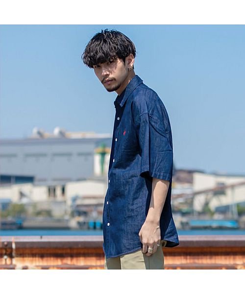 Beverly Hills Polo Club ワンポイント刺繍半袖デニムシャツ メンズ 半袖 Beverly Hills Polo Club ビバリーヒルズポ エスビーセレクト Sb Select D Fashion