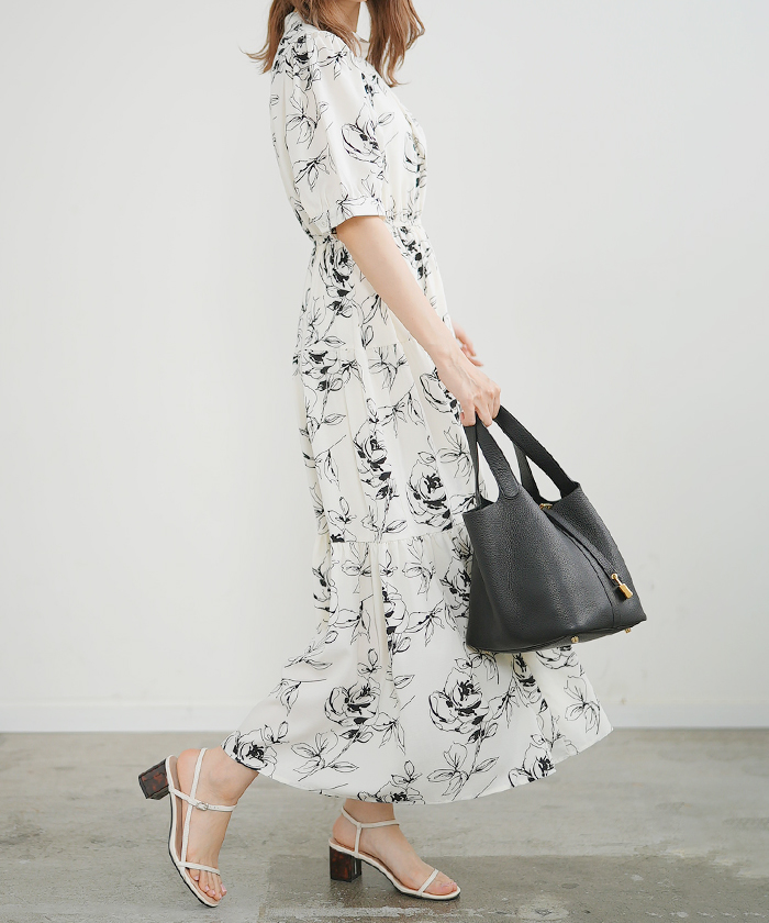 美品✨マイラン　2018SS　リネン　バルーンスリーブワンピース　パープル otop1002-3.jpg