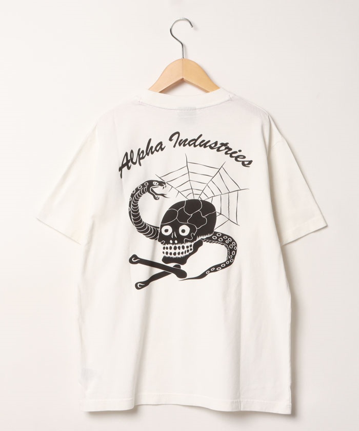 クーポン】【ALPHA /アルファ】メンズ 半袖 SKULLバックプリント クーポン】【ALPHA /アルファ】メンズ 半袖 SKULLバックプリント