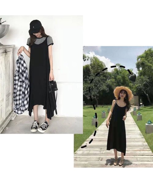 セール ワンピース ロングワンピース 韓国フアション レディース ブラック レトロ ファッション ロング きれいめ ノースリーブ ロング丈 大人 通勤 海 夏 セイヘイショップ Seiheishop D Fashion