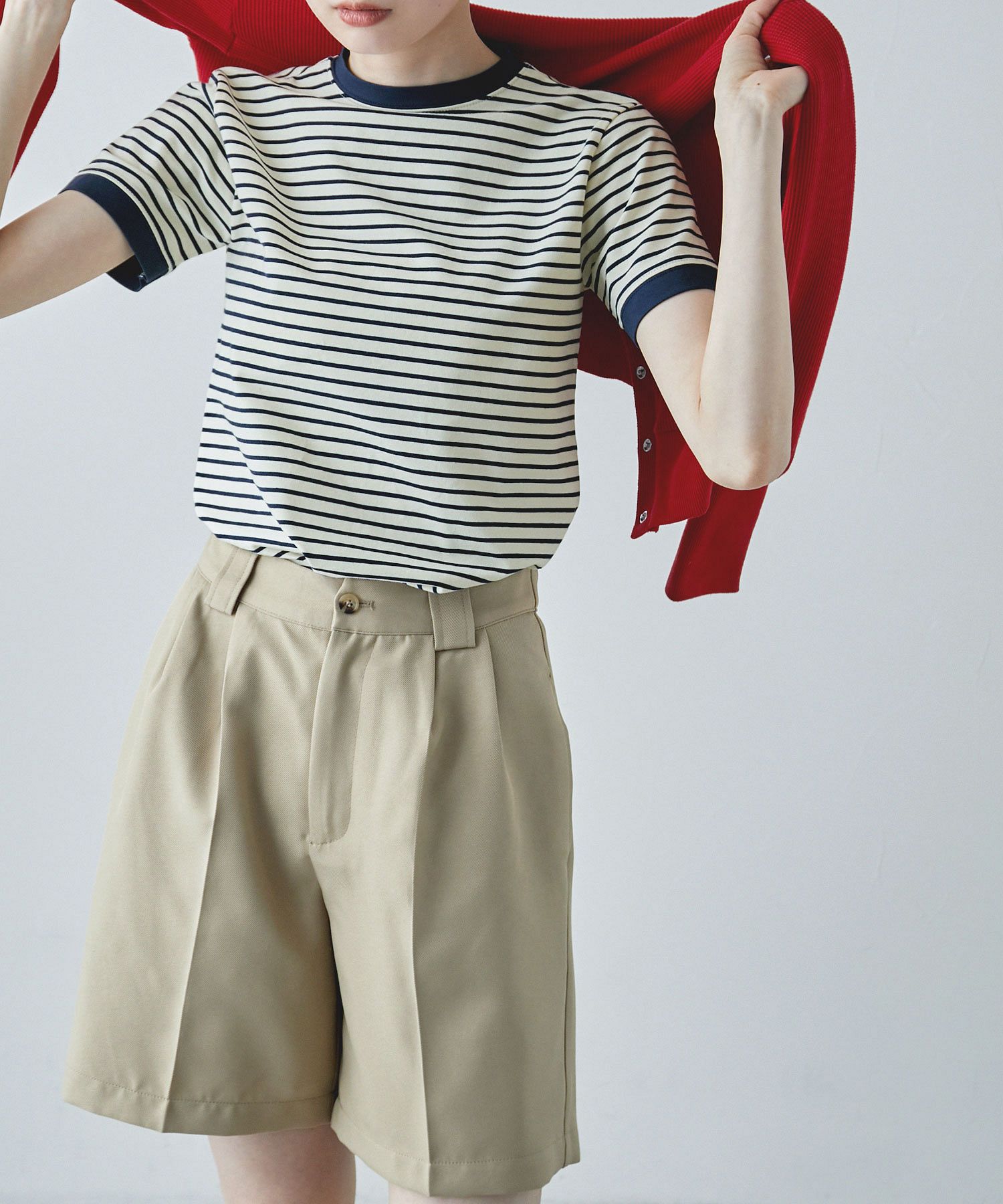 CASTORE★半袖 クルーネック ロゴ ボーダー トップス Tシャツ CREW NECK DRAW CORD BORDER TEE / クルーネックドローコード