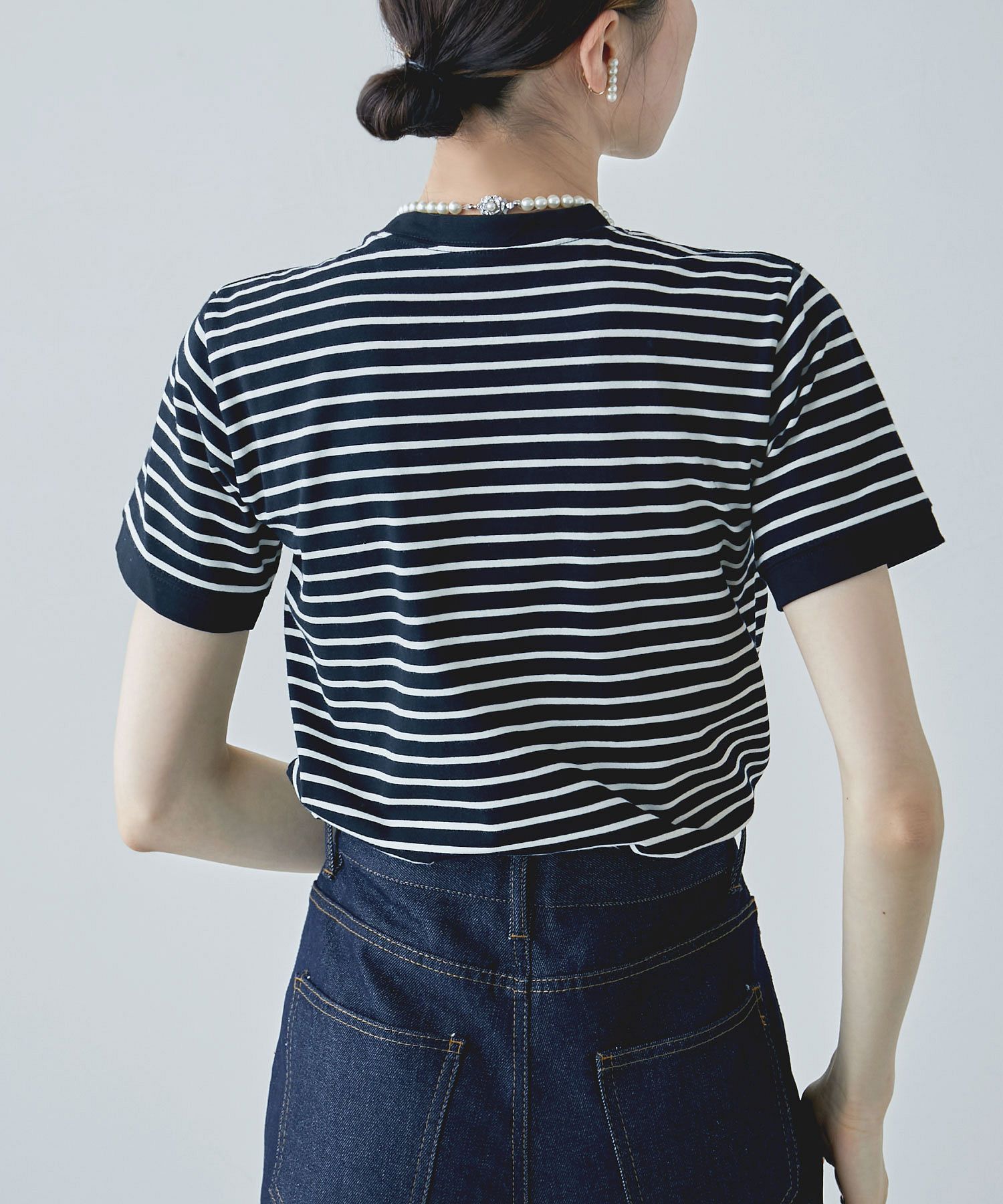 大きめ【PRL】 ジャージー クルーネック ボーダー Tシャツ 2色 CREW NECK DRAW CORD BORDER LONG TEE / クルーネックドロー