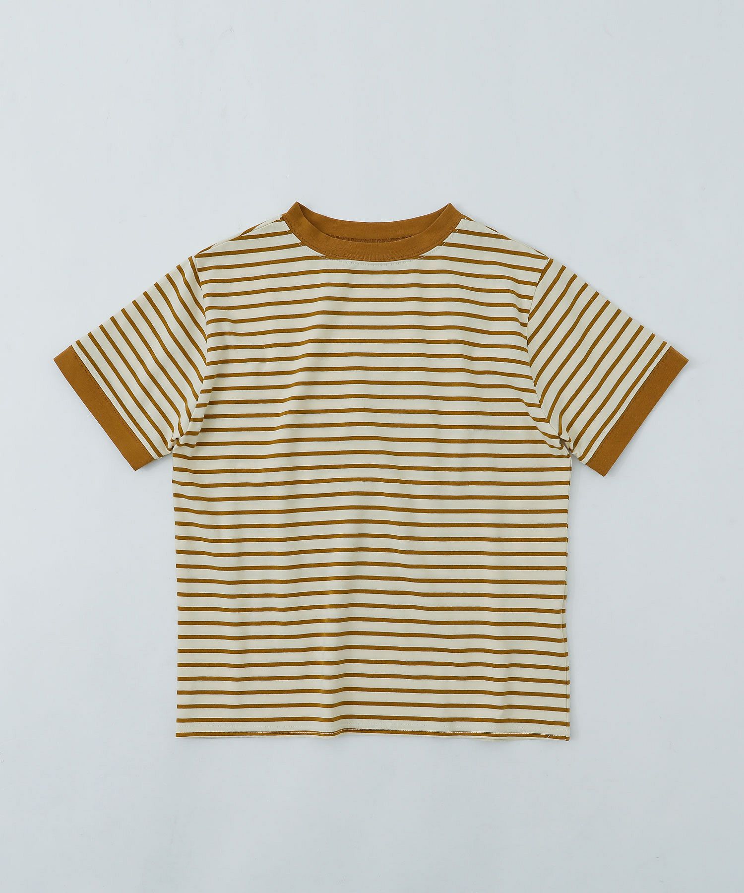 リンガーネックボーダーT トップス Tシャツ 半袖 ボーダー