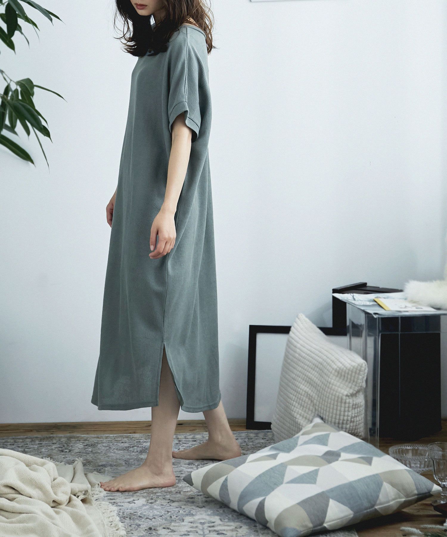 ディノス　D'LINGE コットン　ルームウェアワンピース　ワンマイル ディノス D'LINGE コットン ルームウェアワンピース ワンマイル
