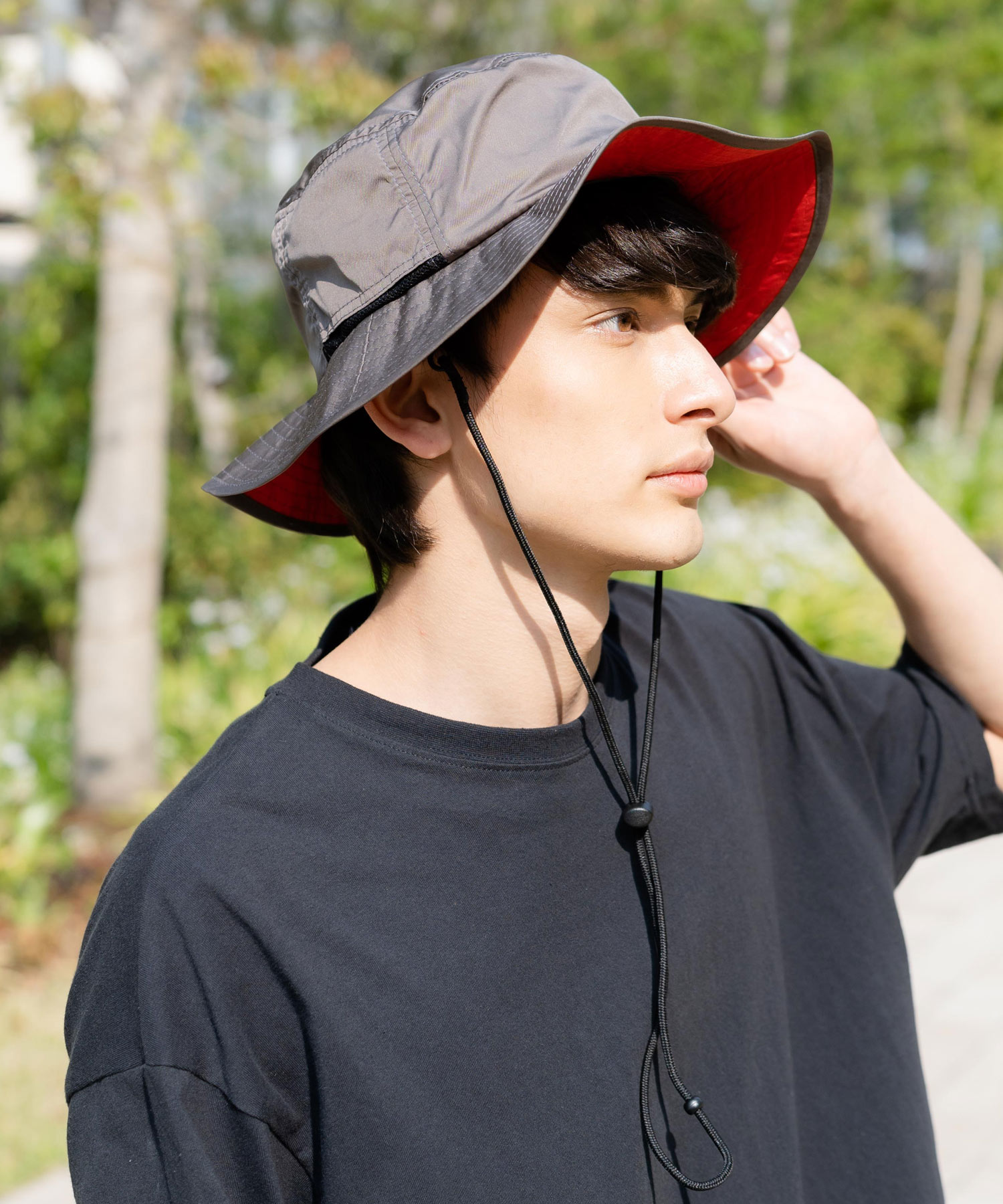 最安値に挑戦！帽子 韓国 デザイン リングバケットハット 黒 ユニセックス ハット
