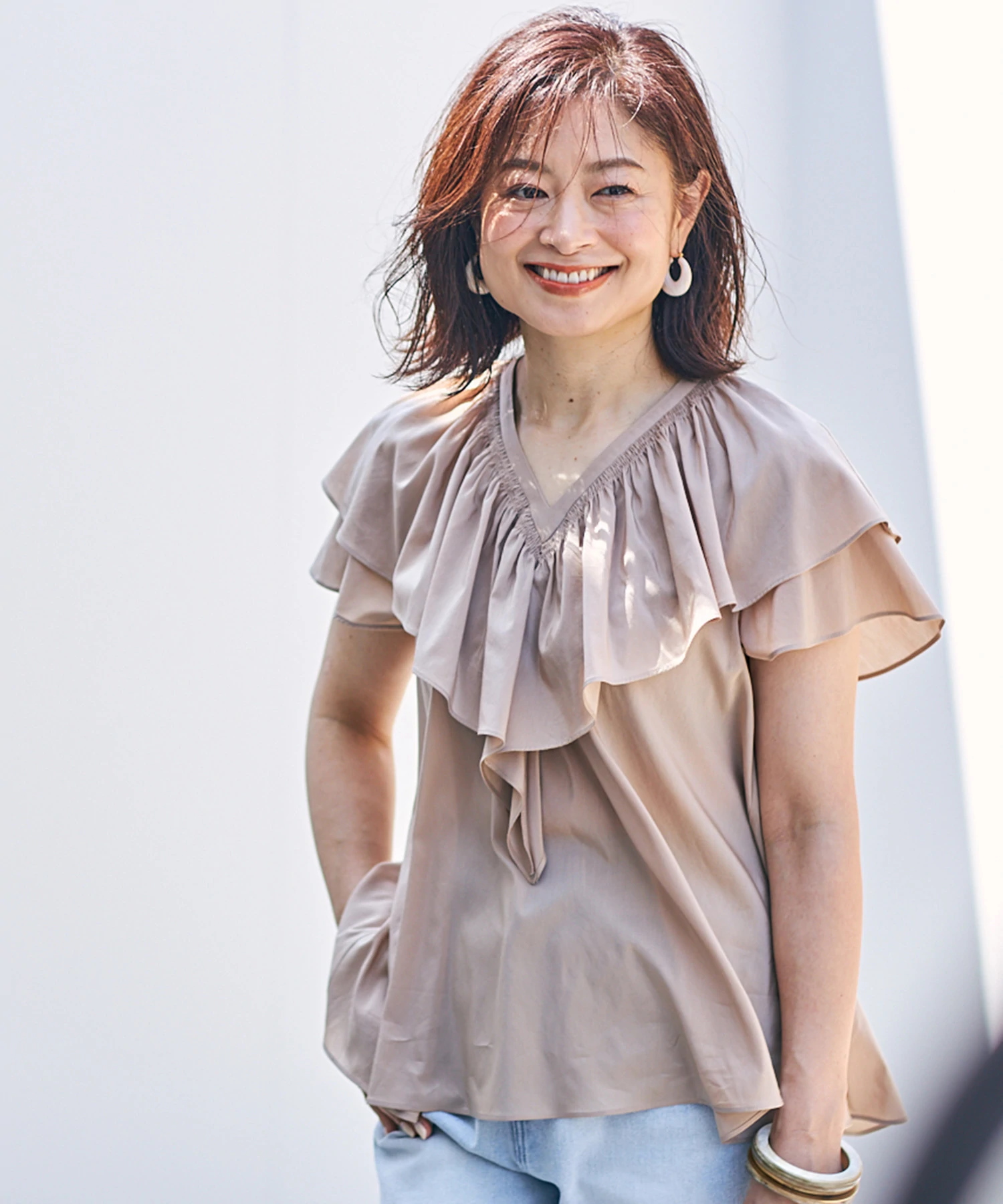 未使用に近い　ROPE ロペ　エディター三尋木奈保さんコラボブラウス エディター三尋木奈保さんコラボ】ラッフルブラウス(504687547