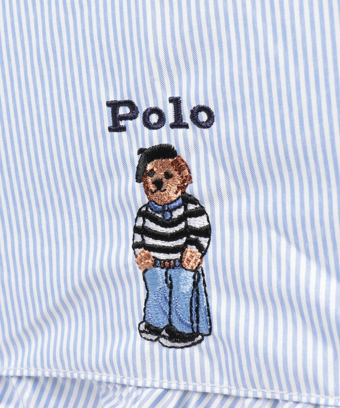 晴雨兼用日傘 ストライプスカラフリル ワンポイントPOLO BEAR 晴雨兼用日傘 ストライプスカラフリル ワンポイントPOLO BEAR