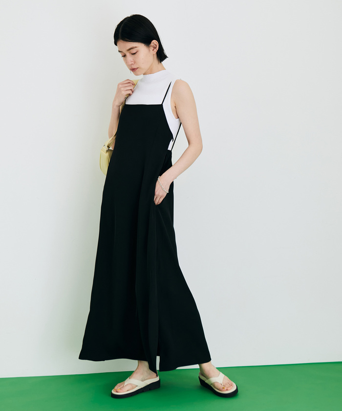 （新品タグ付）CADUNE カップ付きワンショルニットキャミ カシュクールニットトップスXニットキャミワンピース