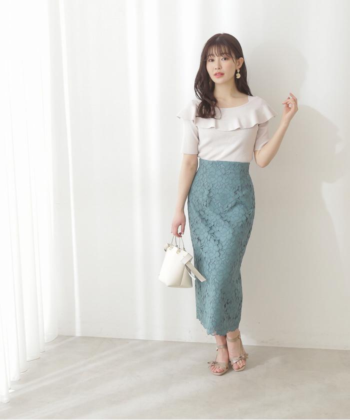 セール】｜美人百花5月号掲載商品｜ビッグフラワーレースロング