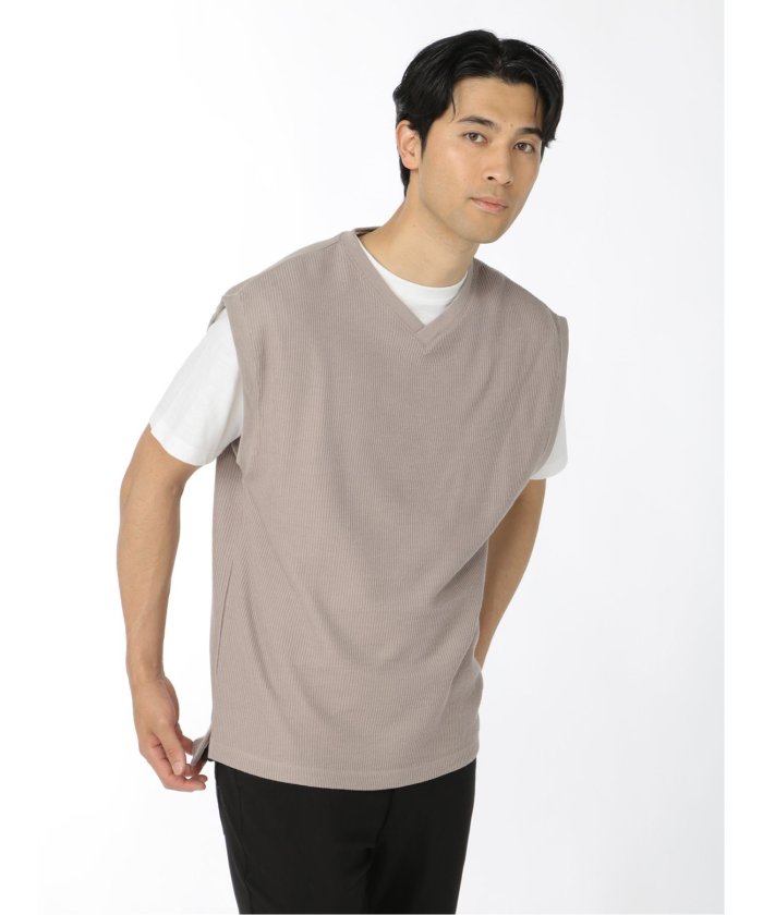 Vネックベスト&半袖Tシャツ アンサンブル 半袖 メンズ Tシャツ