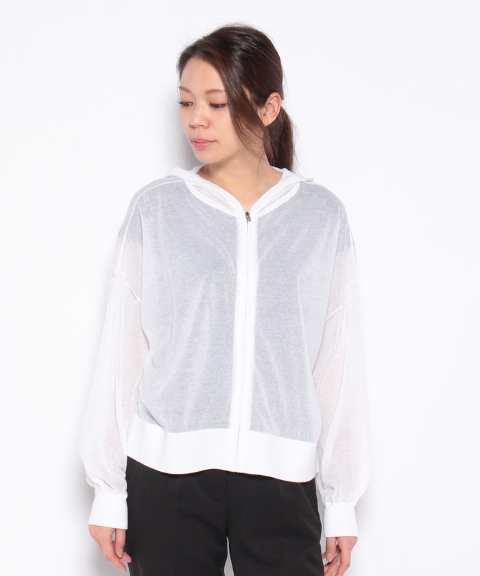 美品✨セオリー SHEER COTTON2 ZIP HOODIE ブルー S SHEER COTTON2 ZIP HOODIE パーカー ジップアップ 長袖 薄手