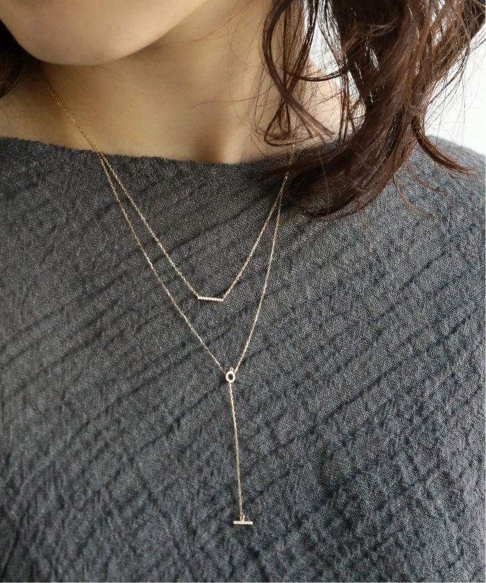 Lilas ダイヤ10mmバーネックレス K10 ボックスダイヤ12mmバーネックレス K10（ネックレス）｜Lilas