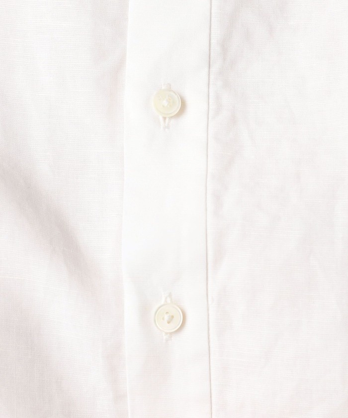 セール 30%OFF】コットンリネンソリッド ノーカラーシャツ