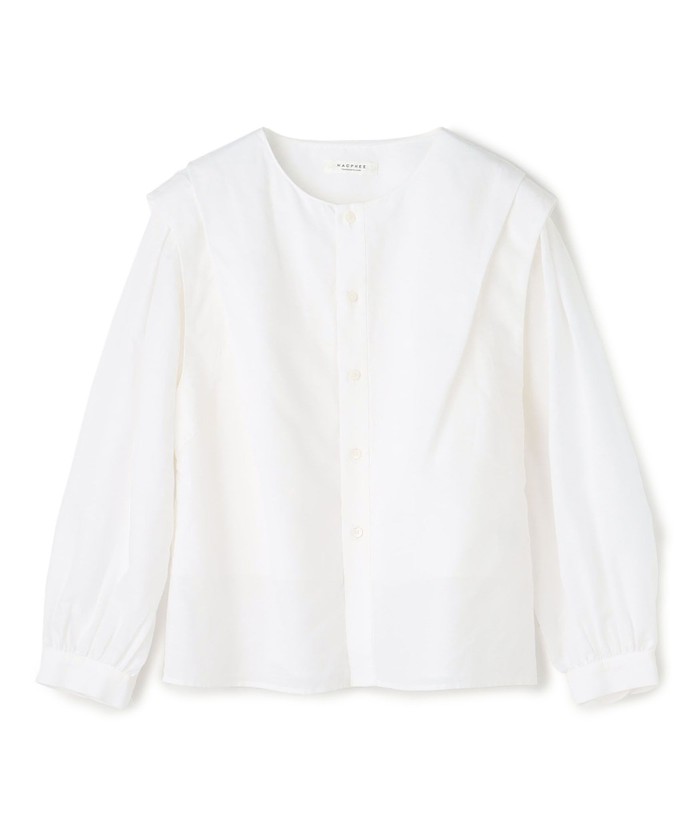 セール 30%OFF】コットンリネンソリッド ノーカラーシャツ