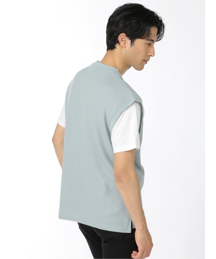 Vネックベスト&半袖Tシャツ アンサンブル 半袖 メンズ Tシャツ