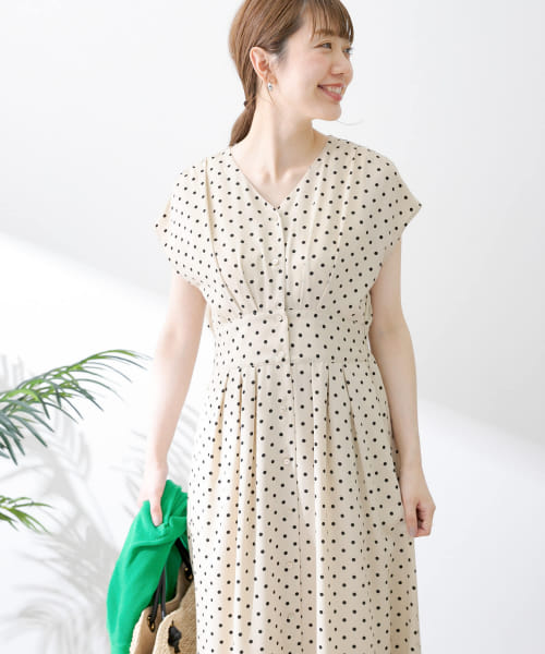 セール 30%OFF】ウエストマークドットプリントワンピース セール 30%OFF】ウエストマークドットプリントワンピース