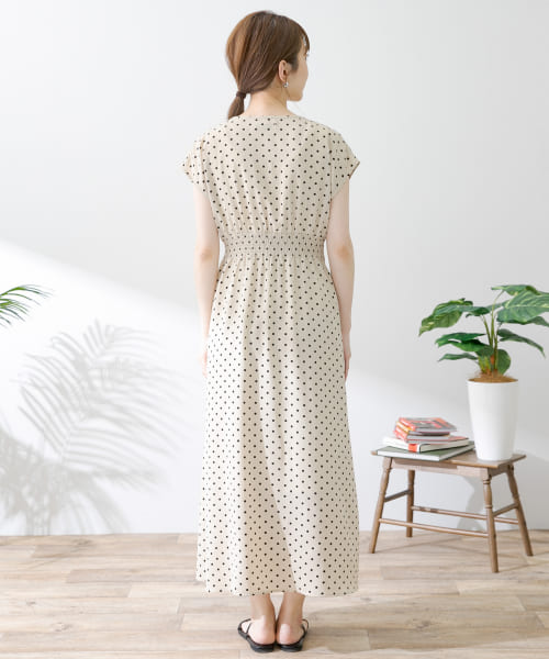 セール 30%OFF】ウエストマークドットプリントワンピース セール 30%OFF】ウエストマークドットプリントワンピース